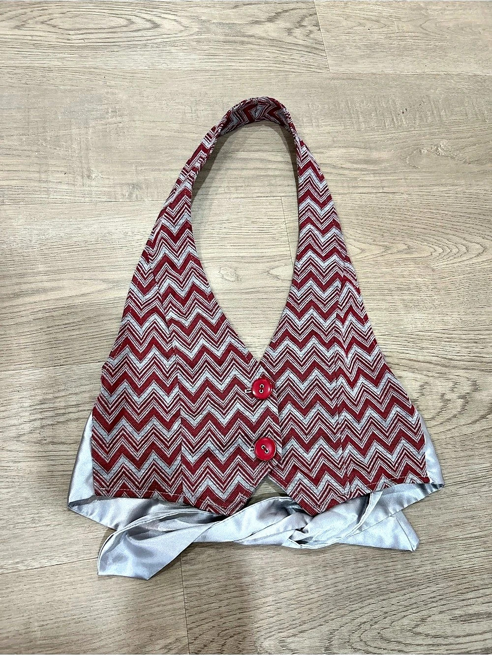 Toy Box Clothing Red Silver Chevron Halter Vest Top Retro Y2K